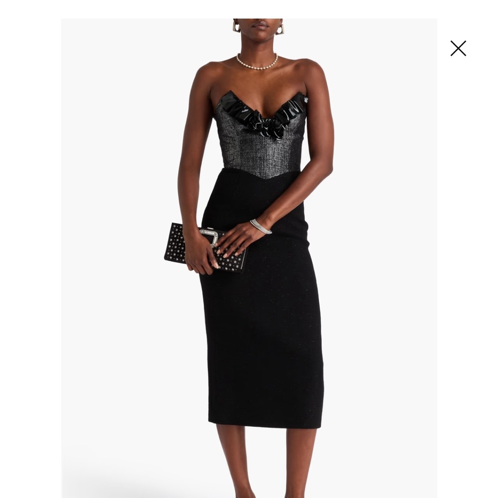 Alessandra Rich Black and Gray Strapless Pencil Dress